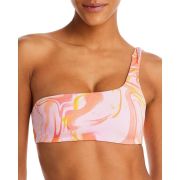 Aqua Women’s Swirl Print One Shoulder Bikini Top Pink L B4HP