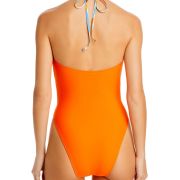 Solid & Striped The Ariana Halter Cutout One Piece Swimsuit Orange M B4HP $198