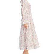 Lucy Paris Women’s Smocked Floral Print Tiered Cotton Dress Pink S B4HP $129