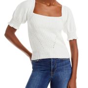 French Connection Women’s Caballo Mozart Puff Sleeve Sweater White M B4HP $98