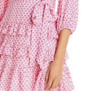 Aqua Women’s Printed Tie Waist Mini Dress Pink M B4HP $98