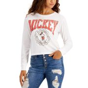 Disney Women’s Juniors’ Mickey Varsity T-Shirt White M B4HP