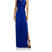 Aidan by Aidan Mattox Women’s Satin Cowl Neck Gown Blue Size 8 B4HP $220