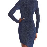 Aqua Women’s Asymmetric Knit Evening Dress Blue L B4HP $258