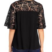 Kim & Cami Women’s Lace Trim Short Sleeve Top Black S B4HP $78