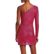 Aqua Women’s One Shoulder Sequin Mini Dress Pink L B4HP $118