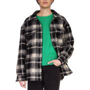 Sanctuary Women’s Shay Belted Plaid Shirt Jacket Black M B4HP $129