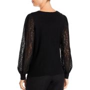 Sioni Women’s Lace Sleeves Square Neck Pullover Top Black M B4HP $78