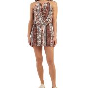 BCX Women’s Juniors’ Printed Sleeveless Romper Brown M B4HP