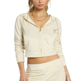 JUICY COUTURE Women's Studded-Back Velour Bling Cropped Jacket Gold $159 B4HP