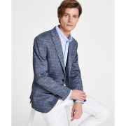 Bar III Men’s Slim Fit Blue Plaid Sport Coat Blue Tan 40R B4HP $295