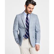 TOMMY HILFIGER Men’s Modern-Fit Plaid Cotton Sport Coat Blue/Red $295 B4HP