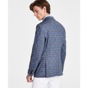 Bar III Men’s Slim Fit Blue Plaid Sport Coat Blue Tan 40R B4HP $295