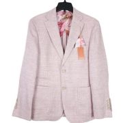 TALLIA Men’s Slim Fit Patterned Linen Sportscoats Pink Blazer $295 B4HP