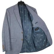 LAUREN RALPH LAUREN Men’s Classic-Fit UltraFlex Stretch Grey Blue Check Coat