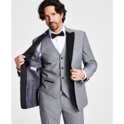 Alfani Men’s Slim Fit Suit Separate Tuxedo Jacket Blazer Gray Black B4HP $360