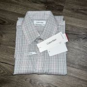 Calvin Klein Men’s Extra Slim Fit Stretch Untucked Dress Shirt Rose Multi B4HP