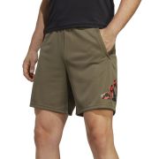 Adidas Men’s Camo-Filled Logo Moisture-Wicking Training Shorts Olive M B4HP