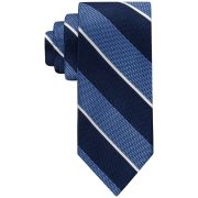 Tommy Hilfiger Men’s Classic Textured Stripe Tie Navy Blue OS B4HP