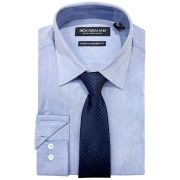 Nick Graham Men’s Slim-Fit Chambray Dress Shirt & Tie Set Blue B4HP