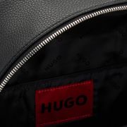 Hugo Boss Logo-Patch Backpack in Grained Faux Leather Black OS B4HP $160