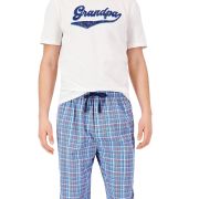 Club Room Men’s Top & Plaid Pants 2-Pc. Pajama Set Blueorng Combo S B4HP