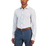 Alfani Men’s Slim-Fit 4 Way Stretch Geo-Print Dress Shirt White B4HP