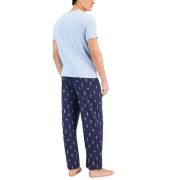 Club Room Men’s 2-Pc. Solid T-Shirt & Knot-Print Pajama Pants Set Blue S B4HP