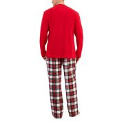 Club Room Men’s Parlor Plaid Fleece Pajama Pants & Top Set Bright White L B4HP