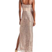 BCBGMAXAZRIA Women’s Long Sequin Evening Gown Pink L B4HP