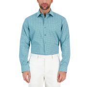 Alfani Men’s Regular Fit Stain Resistant Geo Print Dress Shirt Teal B4HP