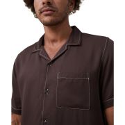 Cotton On Men’s Riviera Short Sleeve Shirt Brown B4HP