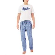 Club Room Men’s Top & Plaid Pants 2-Pc. Pajama Set Blueorng Combo S B4HP