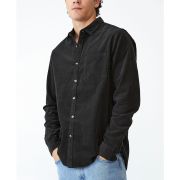 Cotton On Men’s Camden Long Sleeve Shirt Black Large B4HP