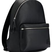 Hugo Boss Logo-Patch Backpack in Grained Faux Leather Black OS B4HP $160