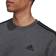 Adidas Men’s Essentials Fleece 3-Stripes Sweatshirt Dark Grey Black Medium B4HP