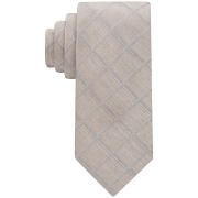 Calvin Klein Men’s Heather Windowpane Grid Tie Beige OS B4HP