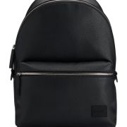 Hugo Boss Logo-Patch Backpack in Grained Faux Leather Black OS B4HP $160