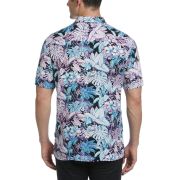 Cubavera Men’s Regular-Fit Texture Tropical Print Shirt Jet Black 2XL B4HP