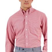 Club Room Men’s Regular Fit Mini Gingham Dress Shirt Red 18 36/37 B4HP