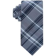 Calvin Klein Men’s Contrast Stripe Plaid Tie Navy OS B4HP