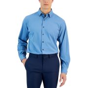 Alfani Men’s Regular Fit Travel Ready Solid Dress Shirt Blue B4HP