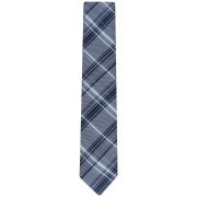 Calvin Klein Men’s Contrast Stripe Plaid Tie Navy OS B4HP