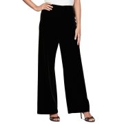 ALEX EVENINGS Women’s Velvet Flat-Front Pull-On Pants Black B4HP