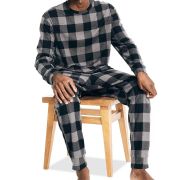 Nautica Men’s 2-Pc. Relaxed-Fit Buffalo Plaid Waffle-Knit T-Shirt Pajama Pant L