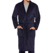 Perry Ellis Portfolio Men’s Herringbone Textured Fleece Plush Robe Sleepwear OS