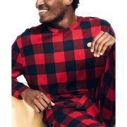 Nautica Men’s 2-Pc Relaxed-Fit Buffalo Plaid Waffle-Knit T-Shirt Pajama Pants L