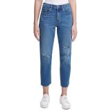 Calvin Klein Distressed High-Rise Straight-Leg Jeans Montego Size 25 B4HP