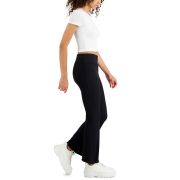 Derek Heart Juniors’ Ribbed Flare-Leg Pants Black Beauty M B4HP