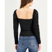 Kingston Grey Juniors’ Ruched Sweetheart-Neck Top Black L B4HP